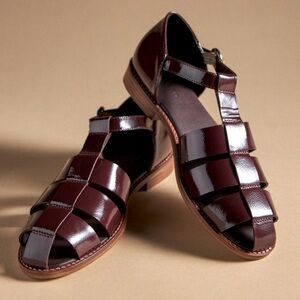 The Maris Patent leather fisherman sandals in Wine size 7